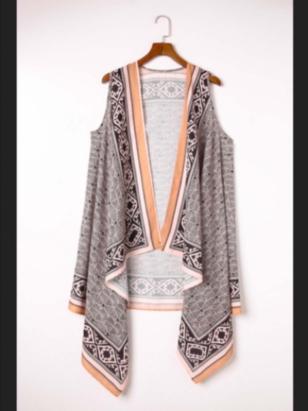 NEW• Atelier Jai Minimalist Lightweight Paisley Kimono Vest - Neutral Tones• L